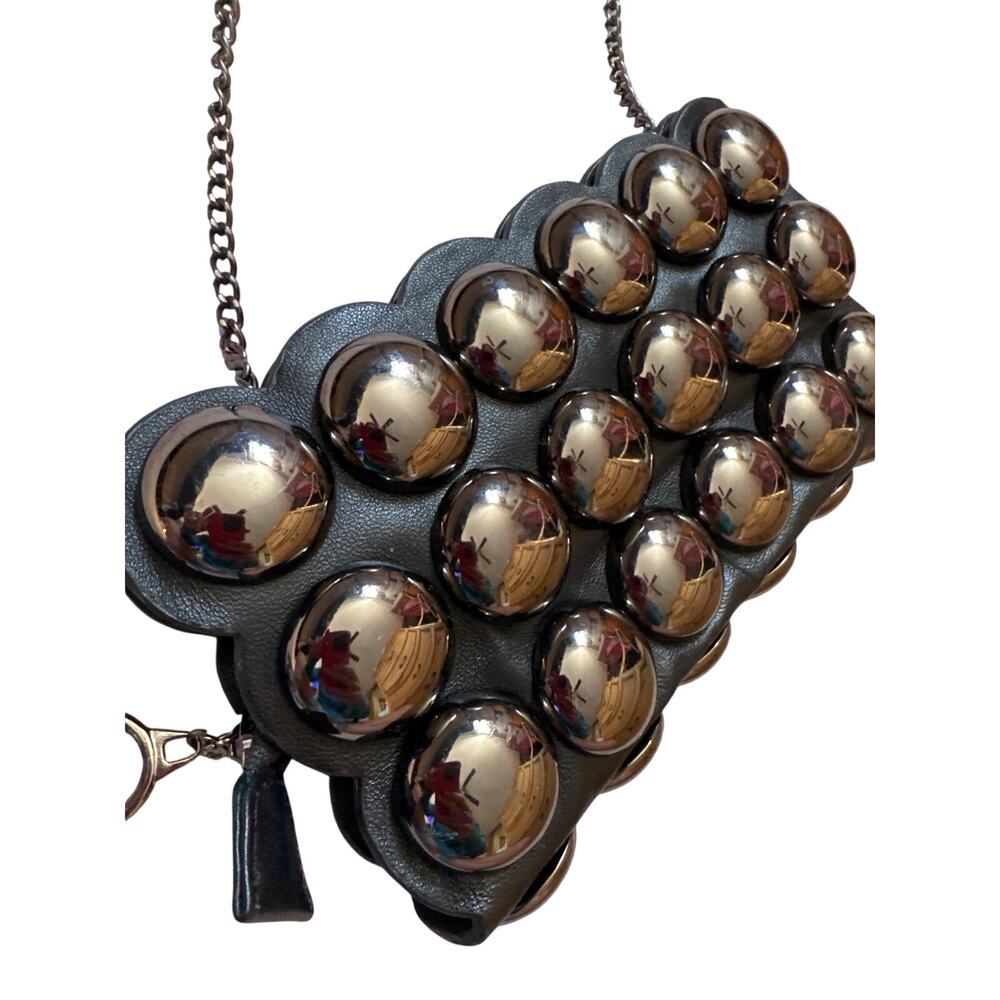 Women's Black Crossbody Bag with Gold Dome Accents